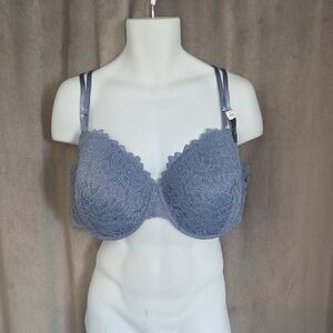NWT 44H Addition Elle Lace Underwire Bra in Slate Blue